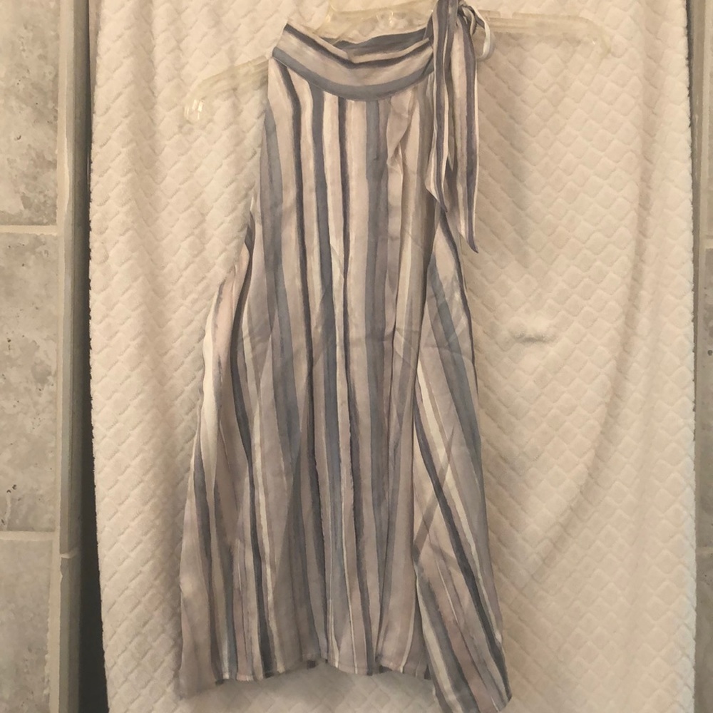 Ecru Dressy Bow Tie Sleeveless Blouse